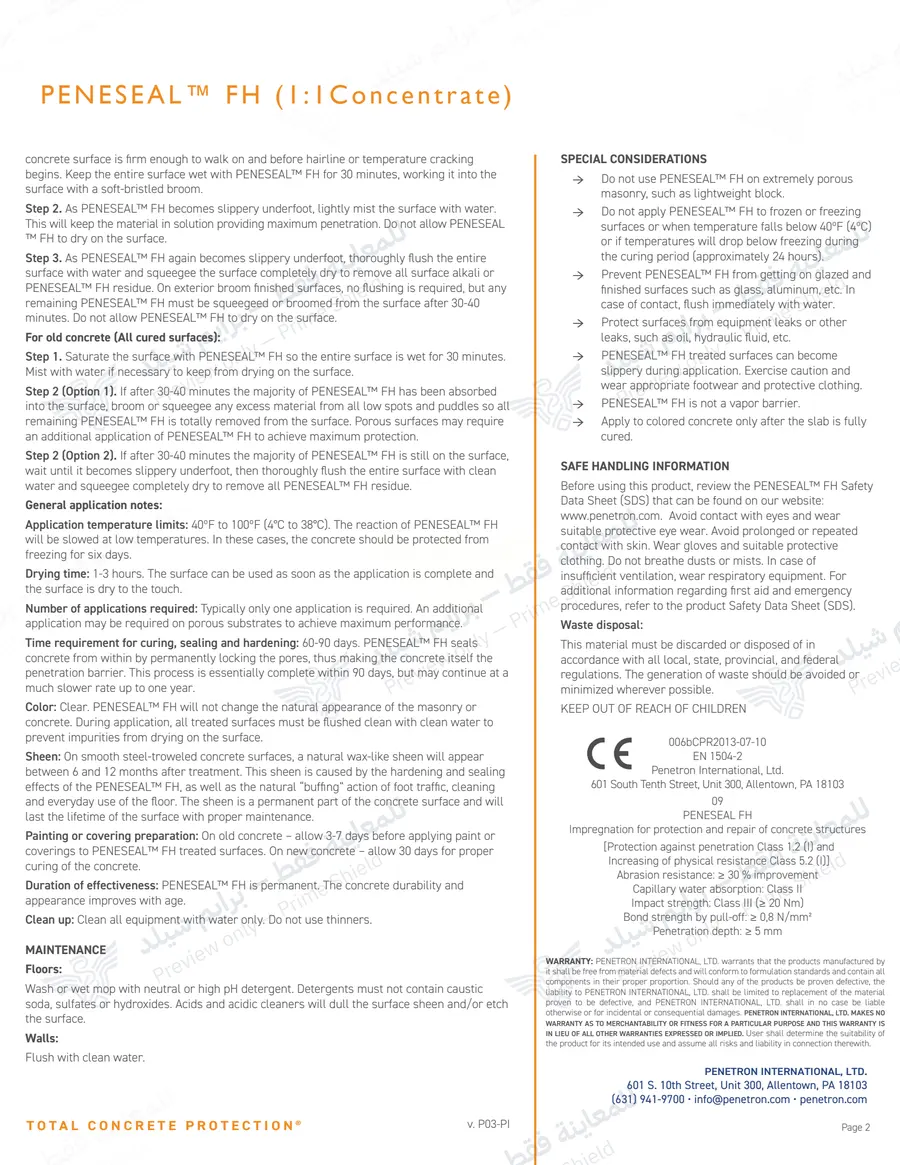 Page 11 of 11 — Peneseal FH — Official sheet (EN)