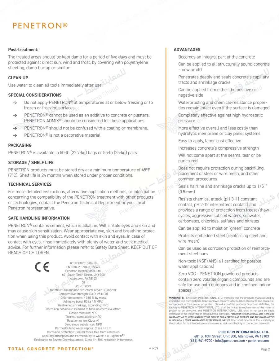Page 11 of 11 — Penetron — Official sheet (EN)