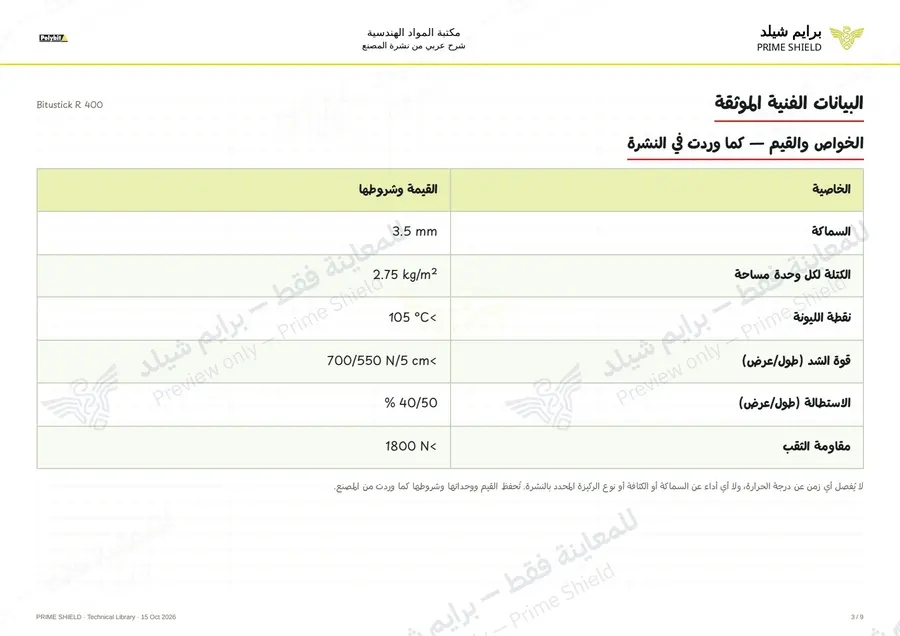 الصفحة 3 من 11 — Bitustick R 400 — الشرح العربي