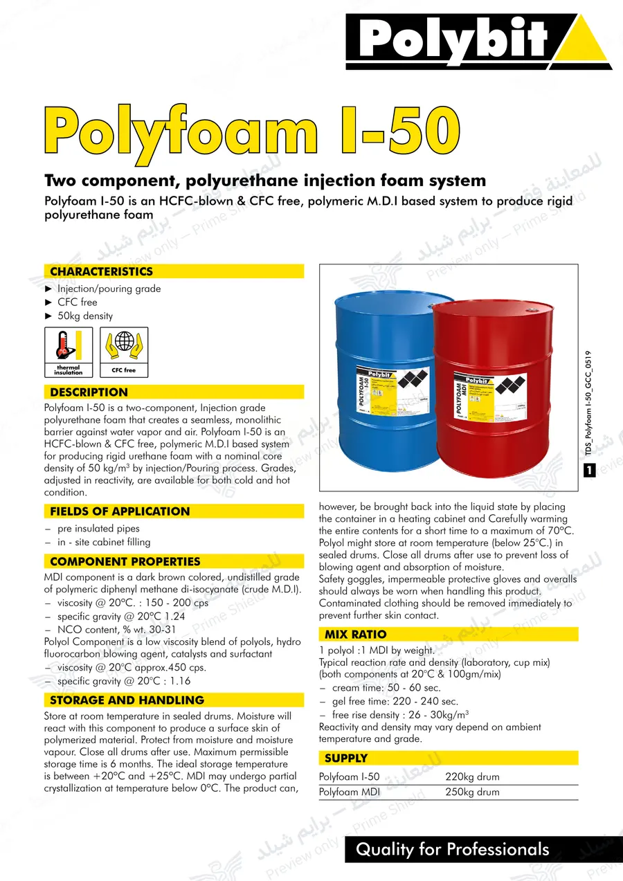 الصفحة 8 من 9 — Polyfoam I-50 — النشرة الرسمية (EN)
