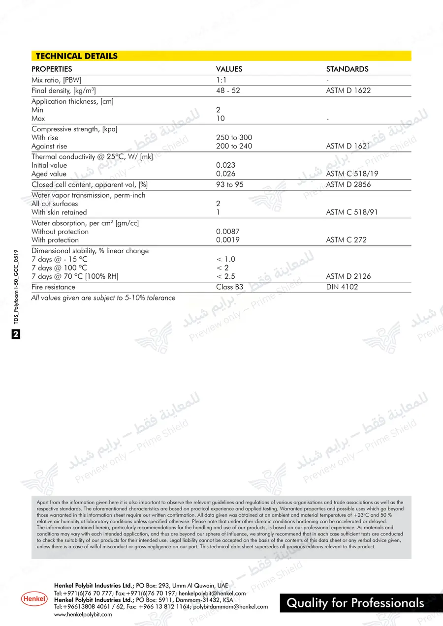 الصفحة 9 من 9 — Polyfoam I-50 — النشرة الرسمية (EN)