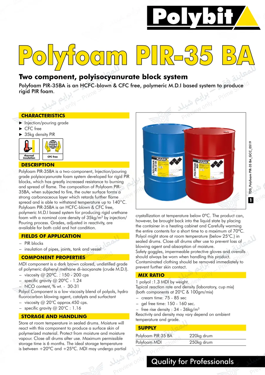 الصفحة 9 من 10 — Polyfoam PIR-35BA — النشرة الرسمية (EN)
