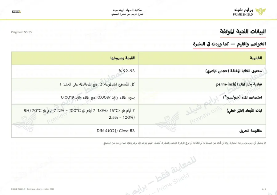 الصفحة 4 من 10 — Polyfoam SS 35 — الشرح العربي