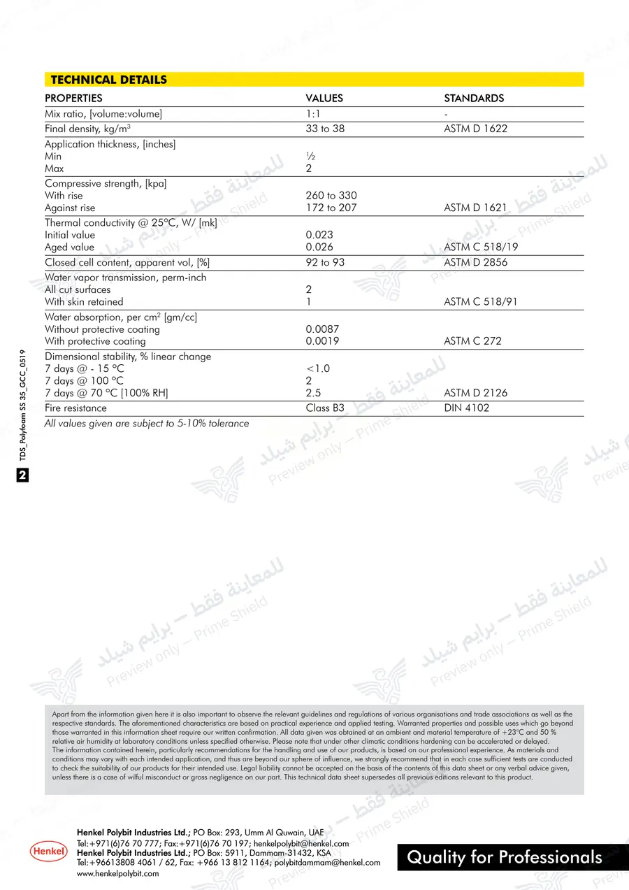 الصفحة 10 من 10 — Polyfoam SS 35 — النشرة الرسمية (EN)