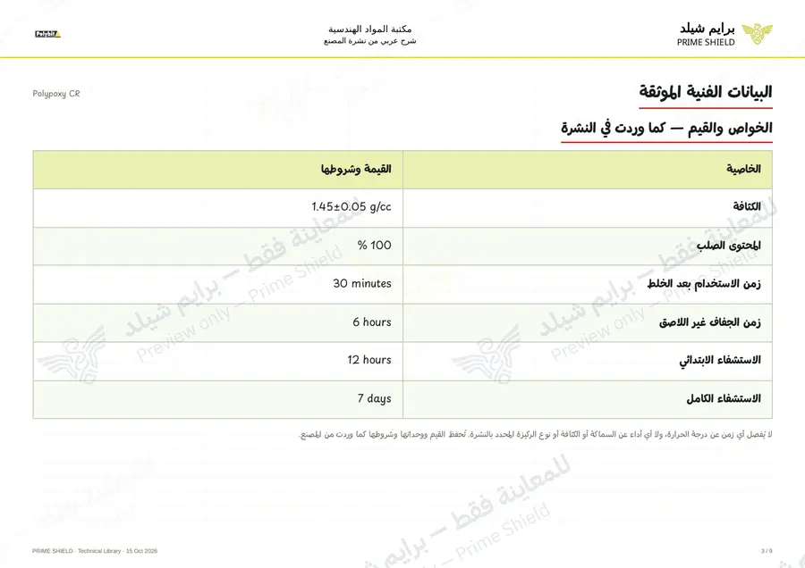 Page 3 of 11 — Polypoxy CR — Arabic explanation
