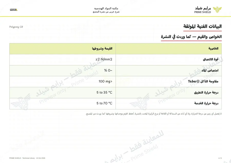 Page 4 of 11 — Polypoxy CR — Arabic explanation