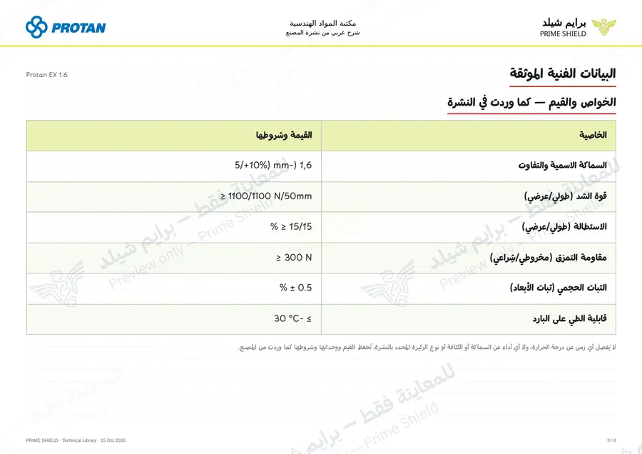 الصفحة 3 من 10 — Protan EX 1.6 — الشرح العربي