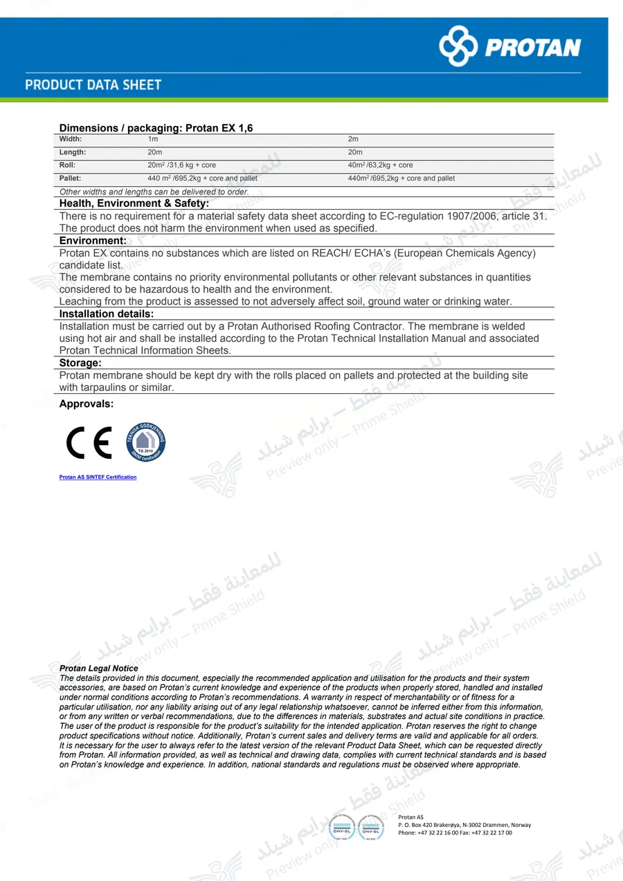 الصفحة 10 من 10 — Protan EX 1.6 — النشرة الرسمية (EN)