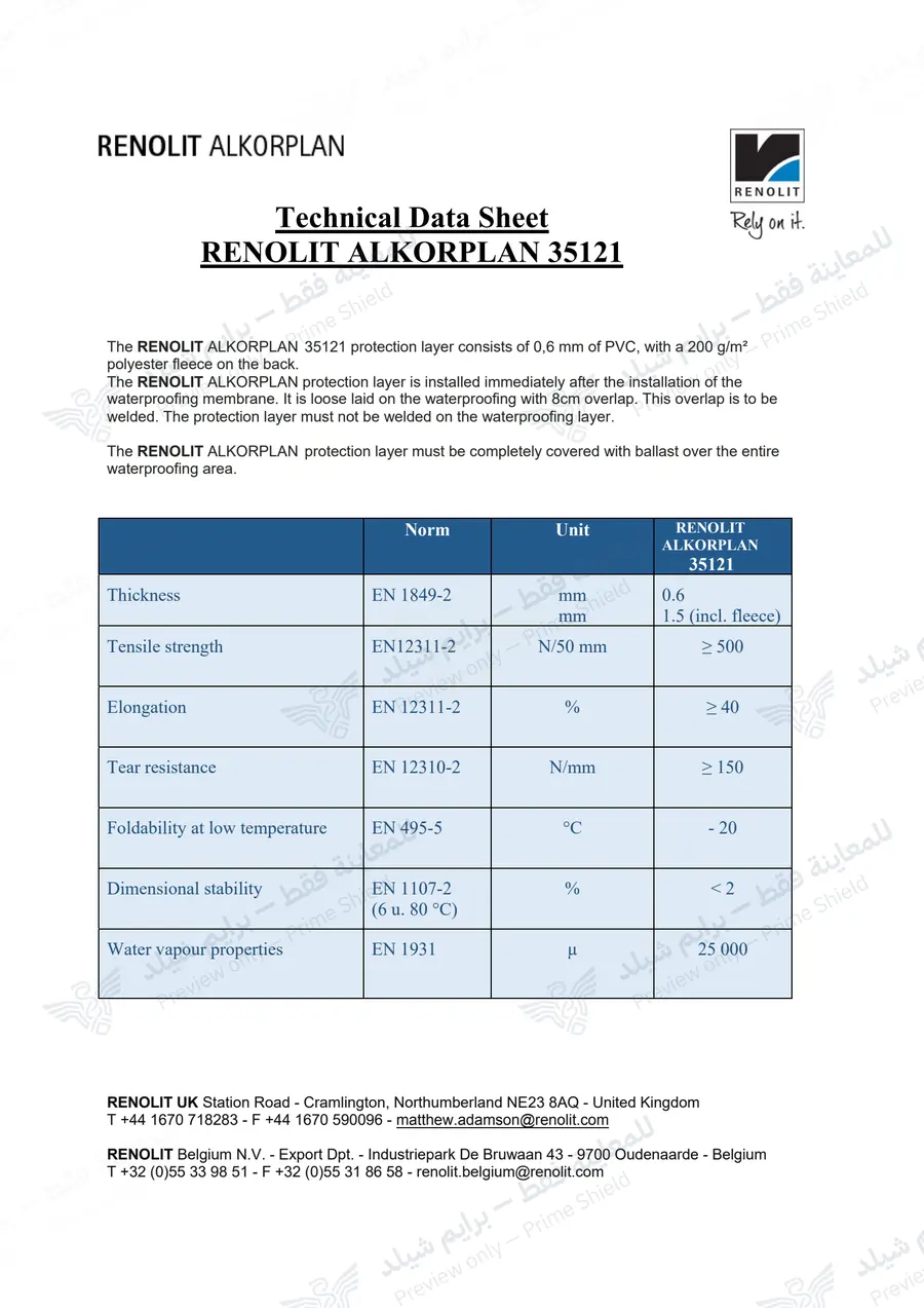 الصفحة 9 من 9 — RENOLIT ALKORPLAN 35121 — النشرة الرسمية (EN)