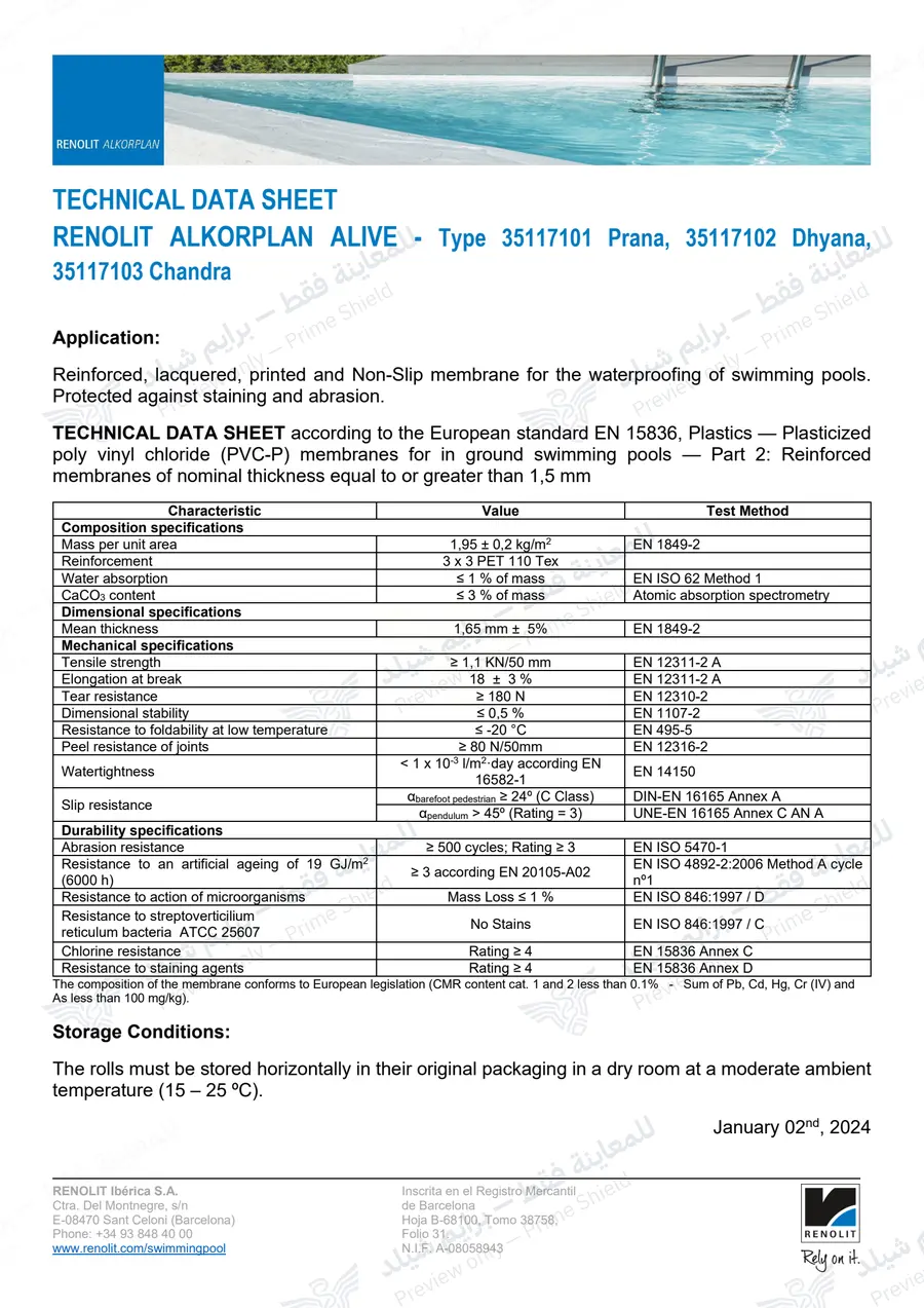 الصفحة 9 من 9 — RENOLIT ALKORPLAN ALIVE — النشرة الرسمية (EN)