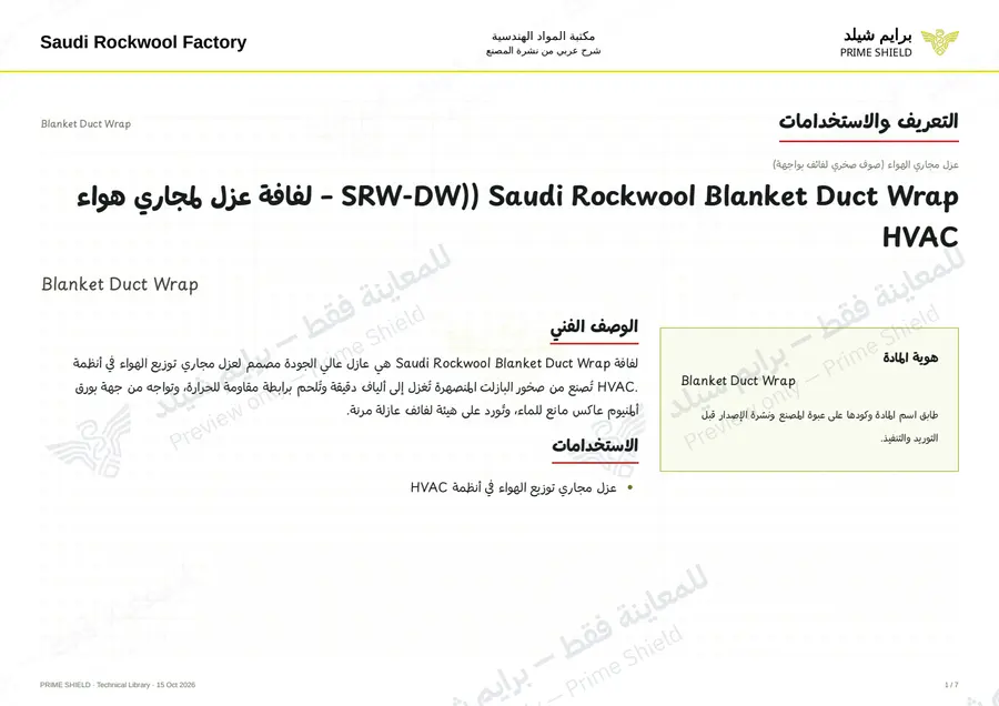 الصفحة 1 من 8 — Blanket Duct Wrap — الشرح العربي