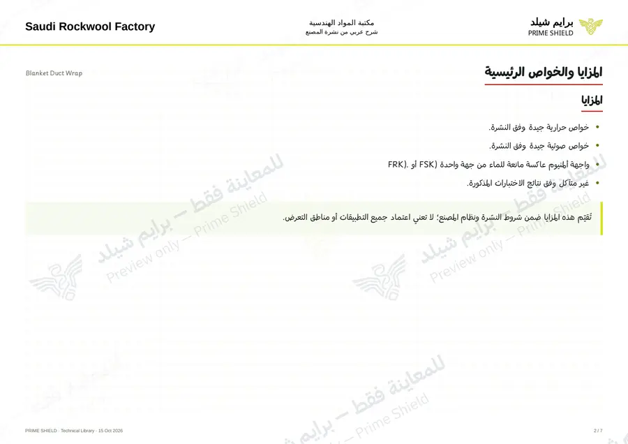 الصفحة 2 من 8 — Blanket Duct Wrap — الشرح العربي