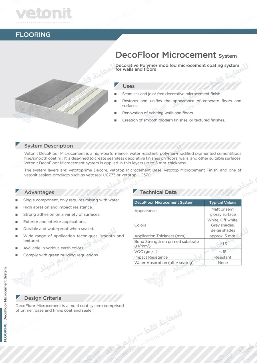 الصفحة 9 من 10 — Vetonit DecoFloor Microcement — النشرة الرسمية (EN)
