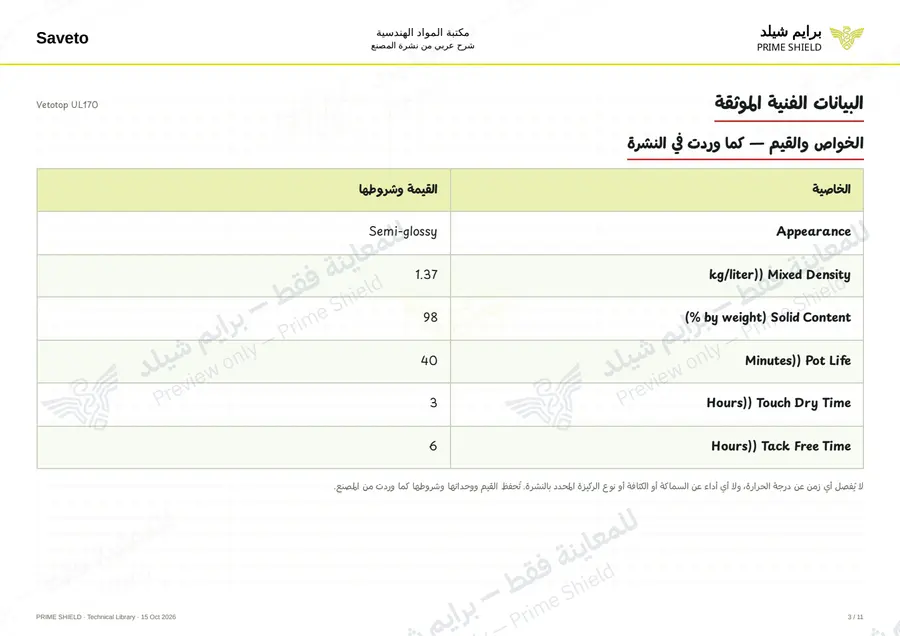 الصفحة 3 من 13 — Vetotop UL170 — الشرح العربي