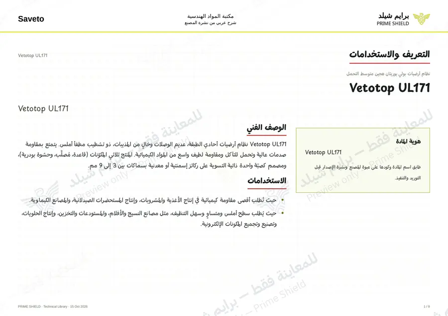 الصفحة 1 من 11 — Vetotop UL171 — الشرح العربي