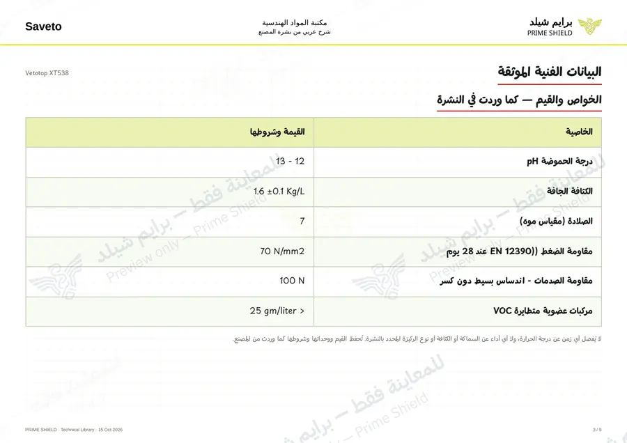 الصفحة 3 من 11 — Vetotop XT538 — الشرح العربي