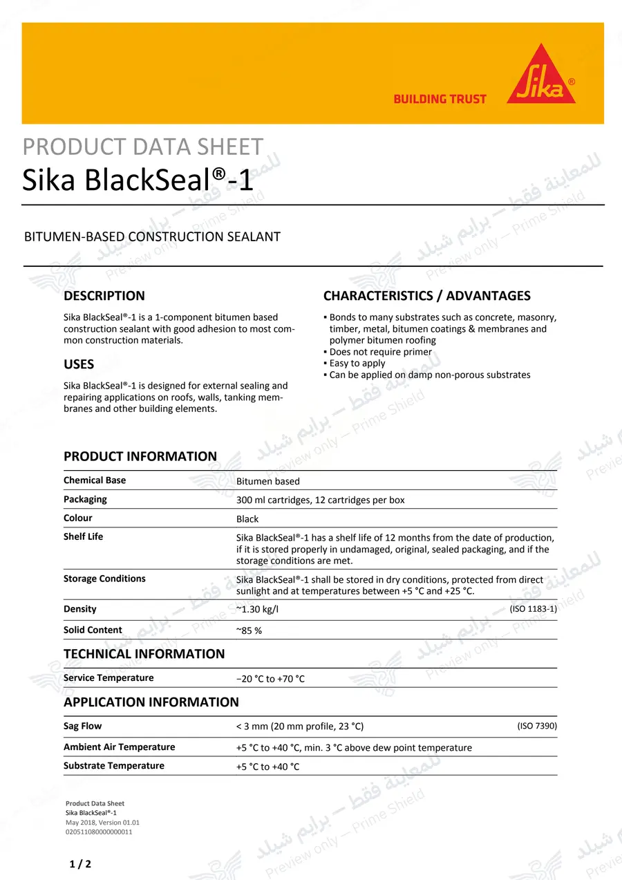 الصفحة 9 من 10 — Sika BlackSeal-1 — النشرة الرسمية (EN)