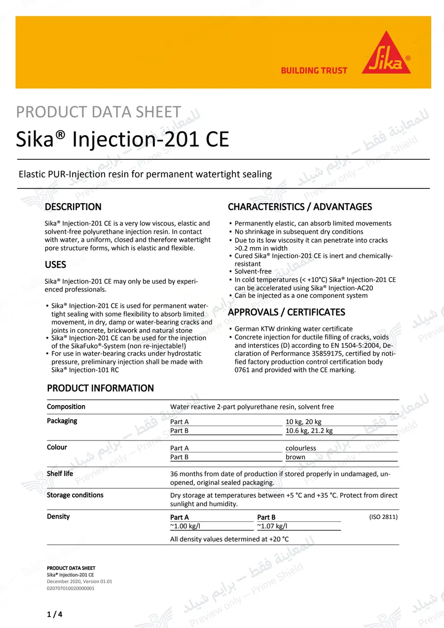 Page 11 of 14 — Sika Injection-201 CE — Official sheet (EN)