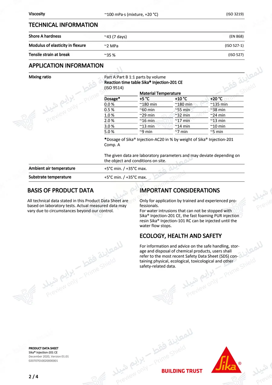 Page 12 of 14 — Sika Injection-201 CE — Official sheet (EN)