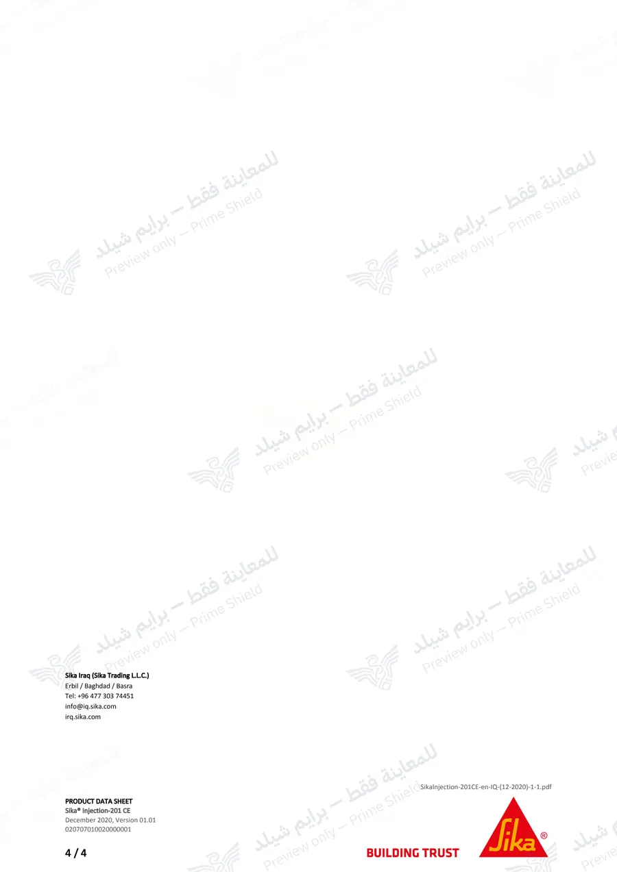 Page 14 of 14 — Sika Injection-201 CE — Official sheet (EN)