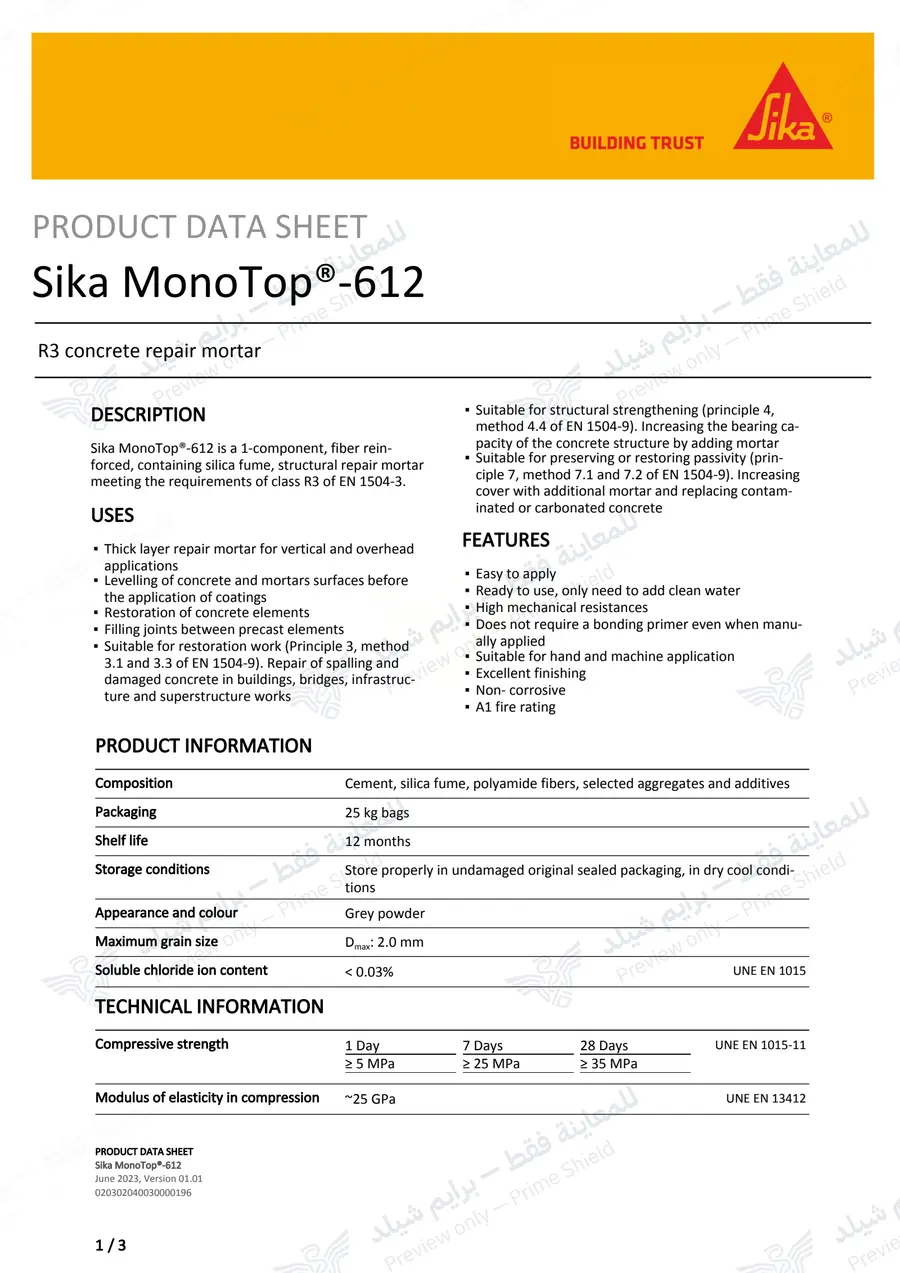 Page 11 of 13 — Sika MonoTop-612 — Official sheet (EN)