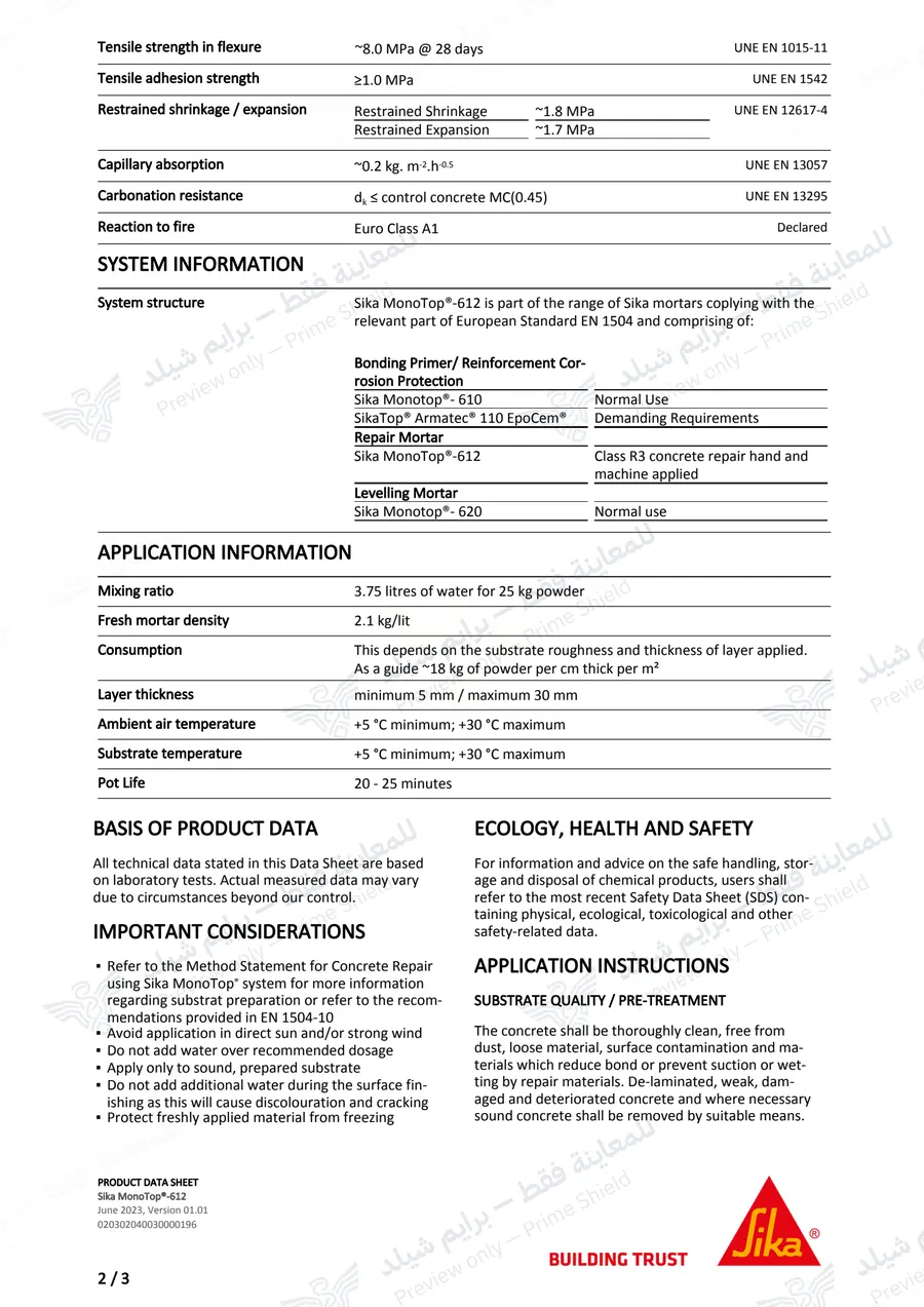 Page 12 of 13 — Sika MonoTop-612 — Official sheet (EN)