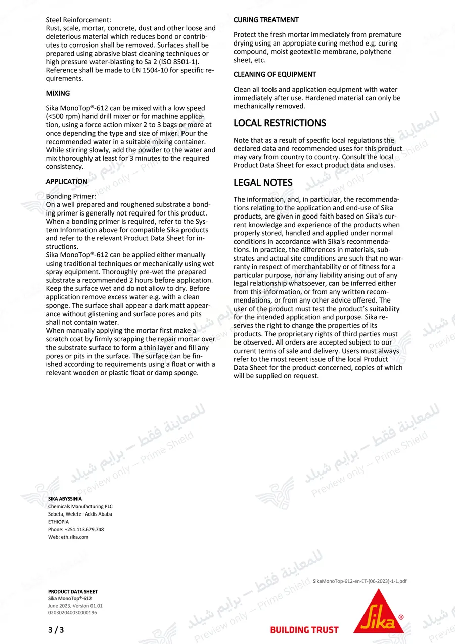 Page 13 of 13 — Sika MonoTop-612 — Official sheet (EN)