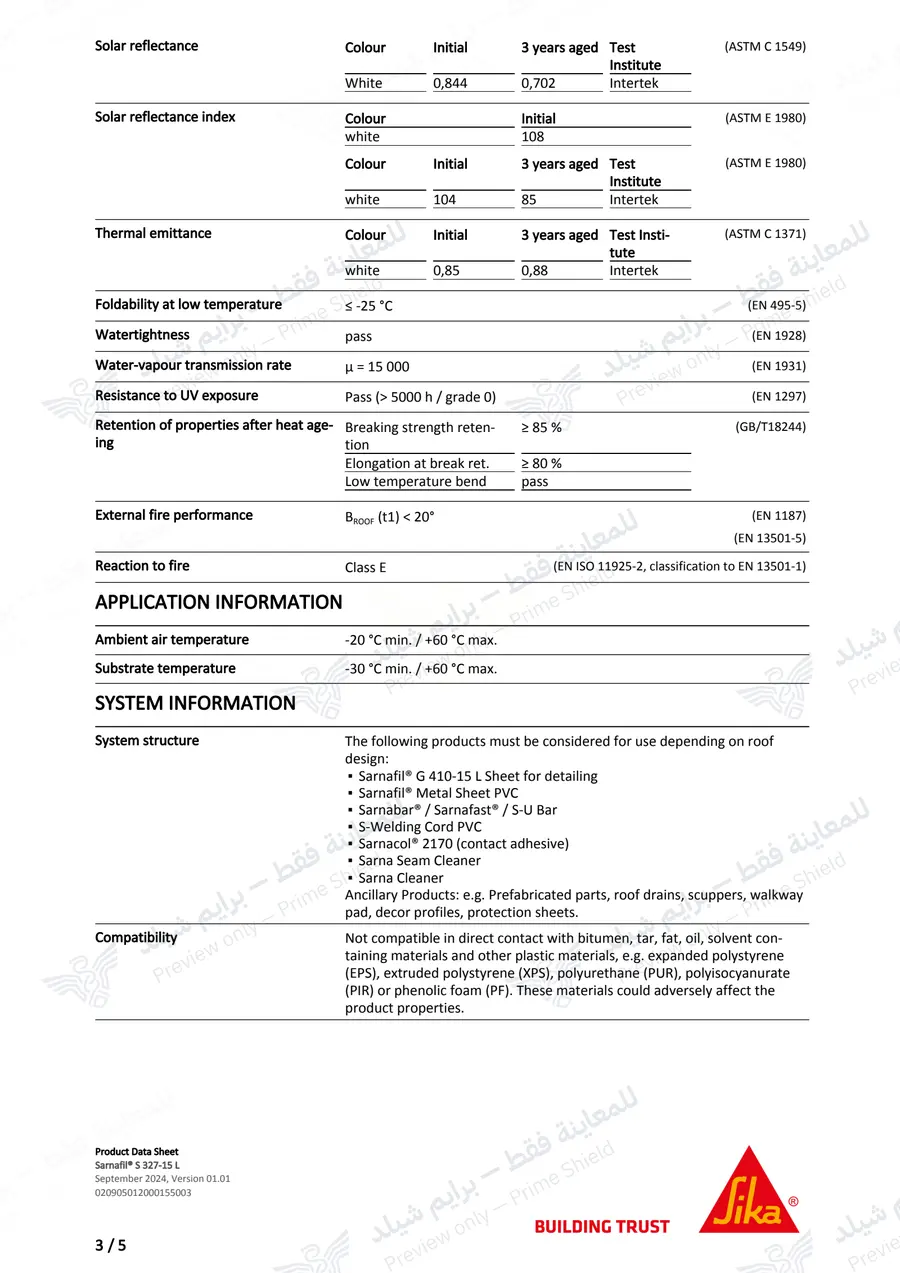 الصفحة 13 من 15 — Sarnafil S 327-15 L — النشرة الرسمية (EN)