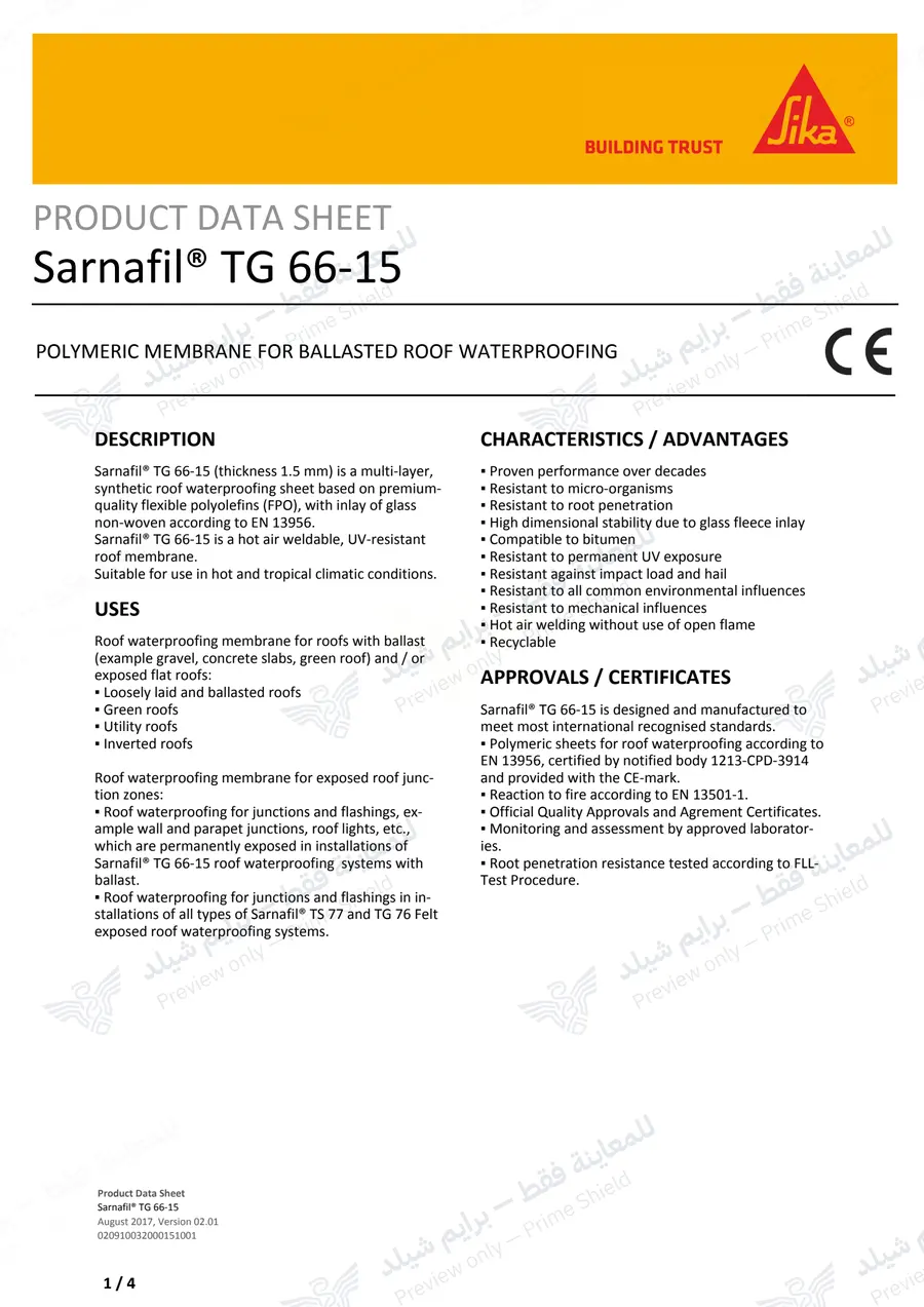 الصفحة 10 من 13 — Sarnafil TG 66-15 — النشرة الرسمية (EN)