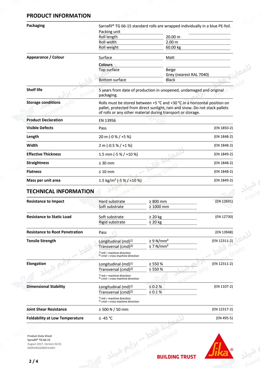 الصفحة 11 من 13 — Sarnafil TG 66-15 — النشرة الرسمية (EN)