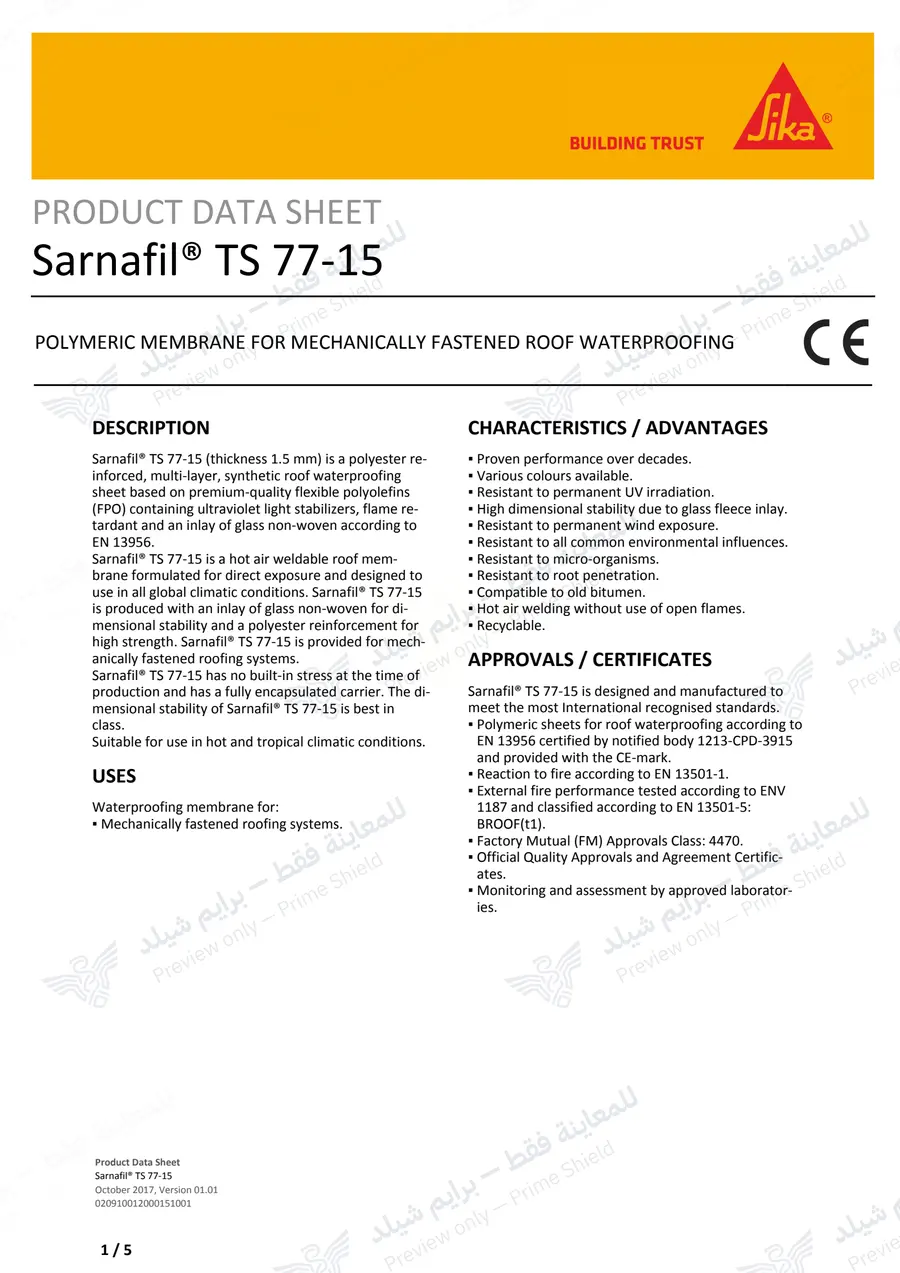 Page 12 of 16 — Sarnafil TS 77-15 — Official sheet (EN)