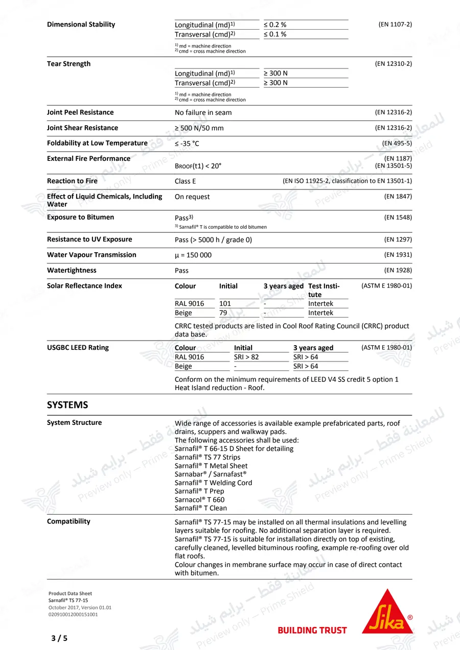 Page 14 of 16 — Sarnafil TS 77-15 — Official sheet (EN)