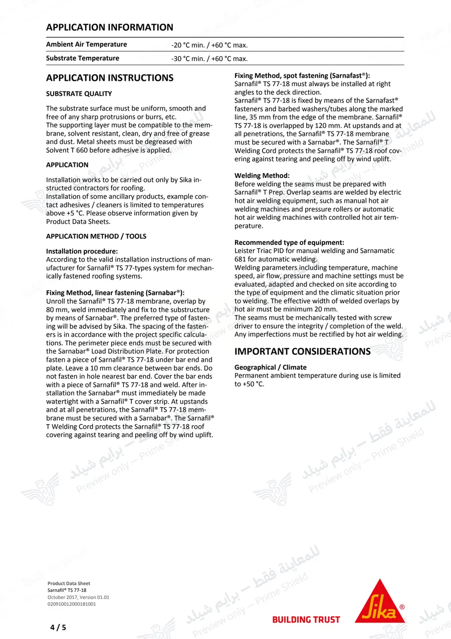 Page 13 of 14 — Sarnafil TS 77-18 — Official sheet (EN)