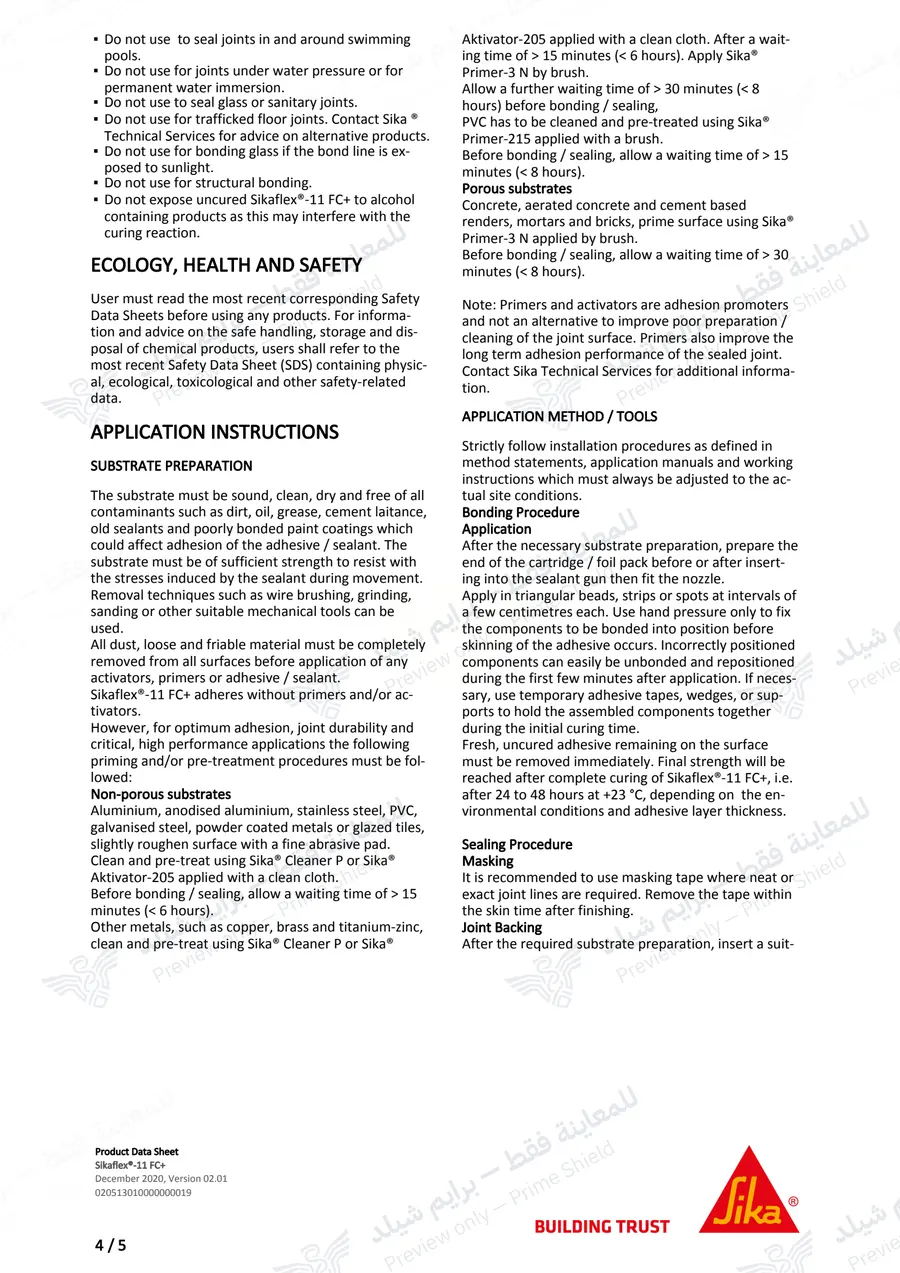 Page 14 of 15 — Sikaflex-11 FC+ — Official sheet (EN)