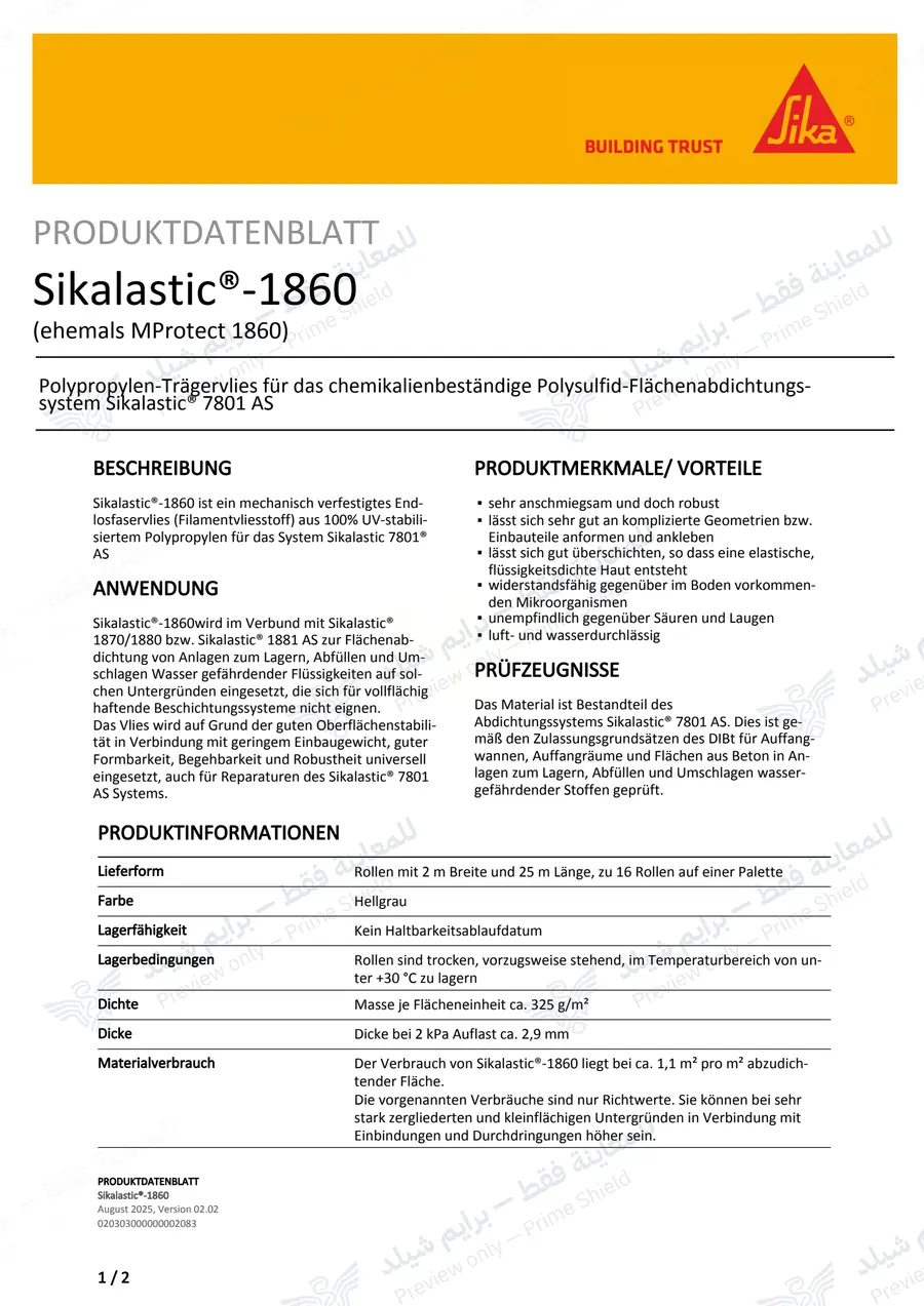الصفحة 9 من 10 — Sikalastic-1860 (MasterProtect 1860) — النشرة الرسمية (EN)