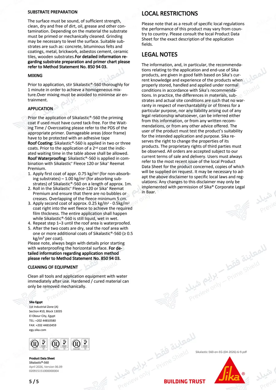 Page 15 of 15 — Sikalastic-560 — Official sheet (EN)