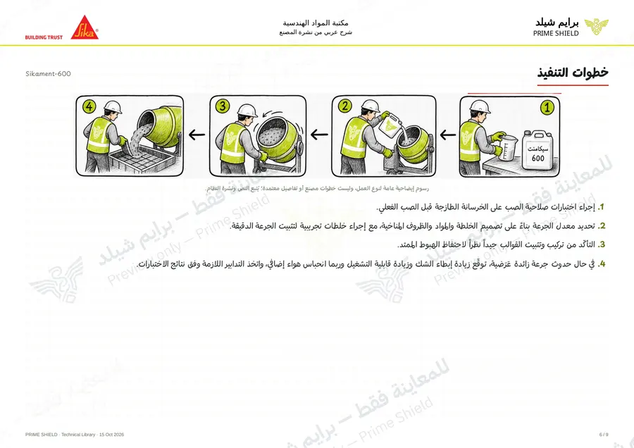 Page 6 of 12 — Sikament-600 — Arabic explanation