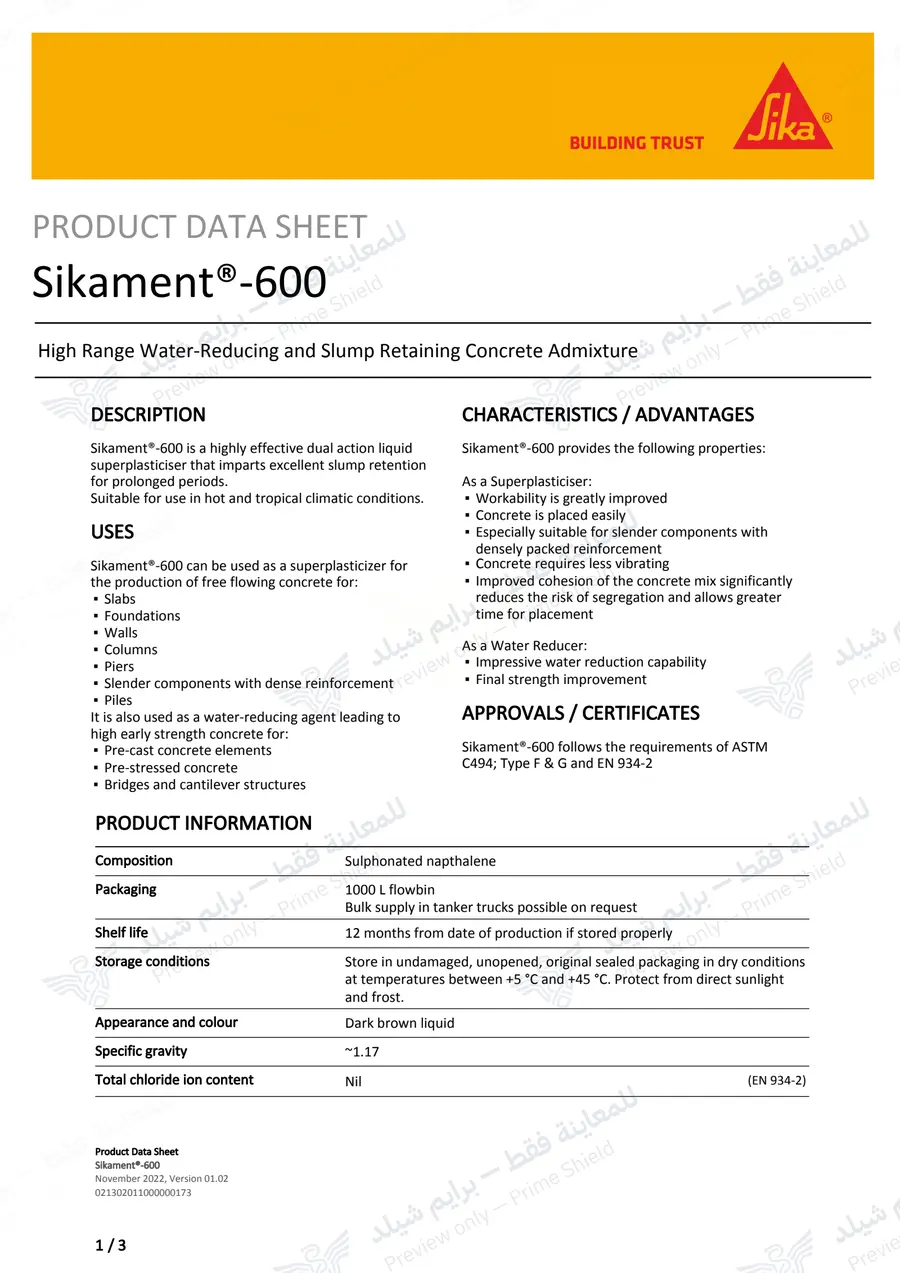 Page 10 of 12 — Sikament-600 — Official sheet (EN)