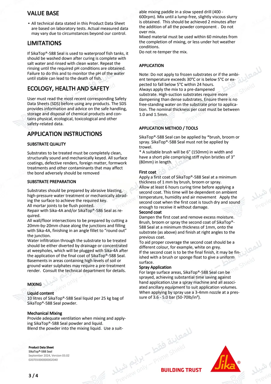 Page 13 of 14 — SikaTop-588 Seal — Official sheet (EN)