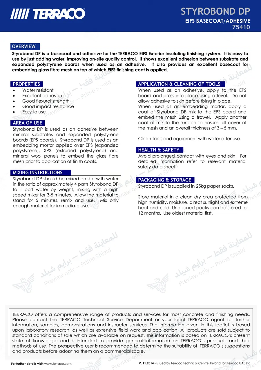 الصفحة 9 من 10 — Styrobond DP — النشرة الرسمية (EN)