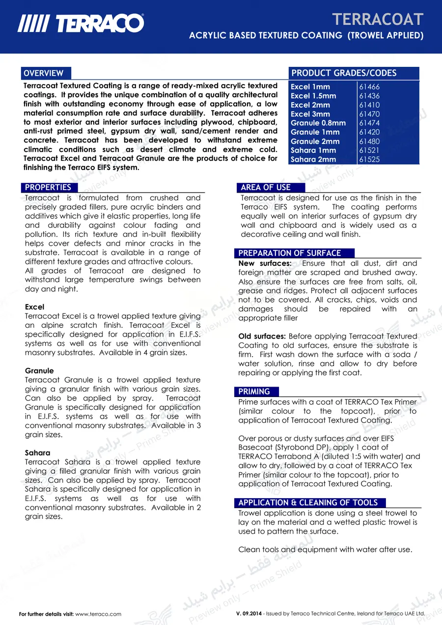 Page 10 of 12 — Terracoat Excel/Granule/Sahara — Official sheet (EN)