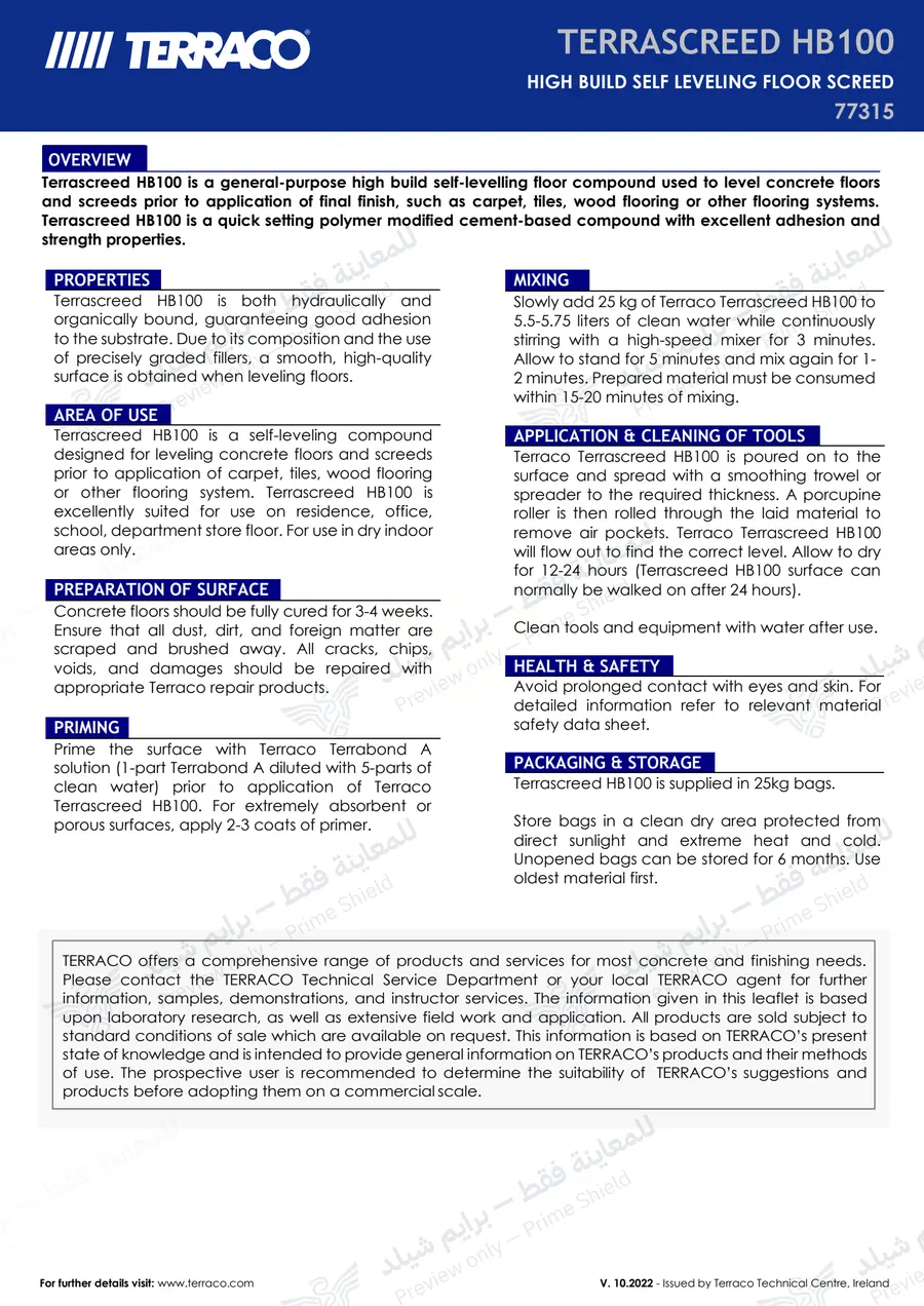 Page 9 of 10 — Terrascreed HB100 — Official sheet (EN)