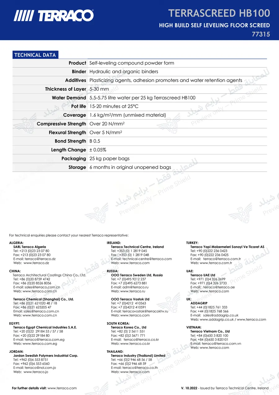 Page 10 of 10 — Terrascreed HB100 — Official sheet (EN)