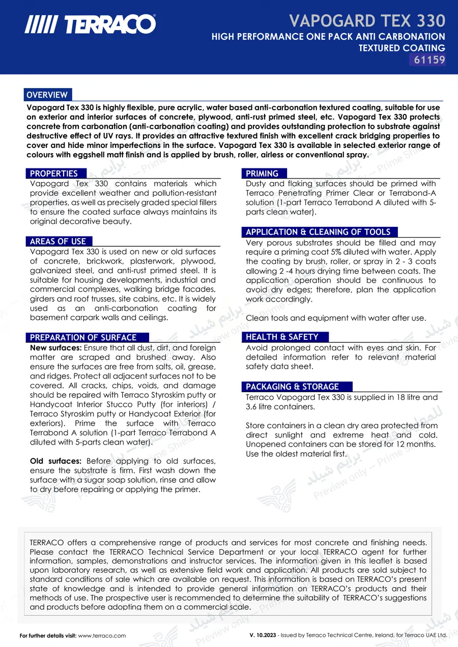 Page 9 of 11 — Vapogard Tex 330 — Official sheet (EN)