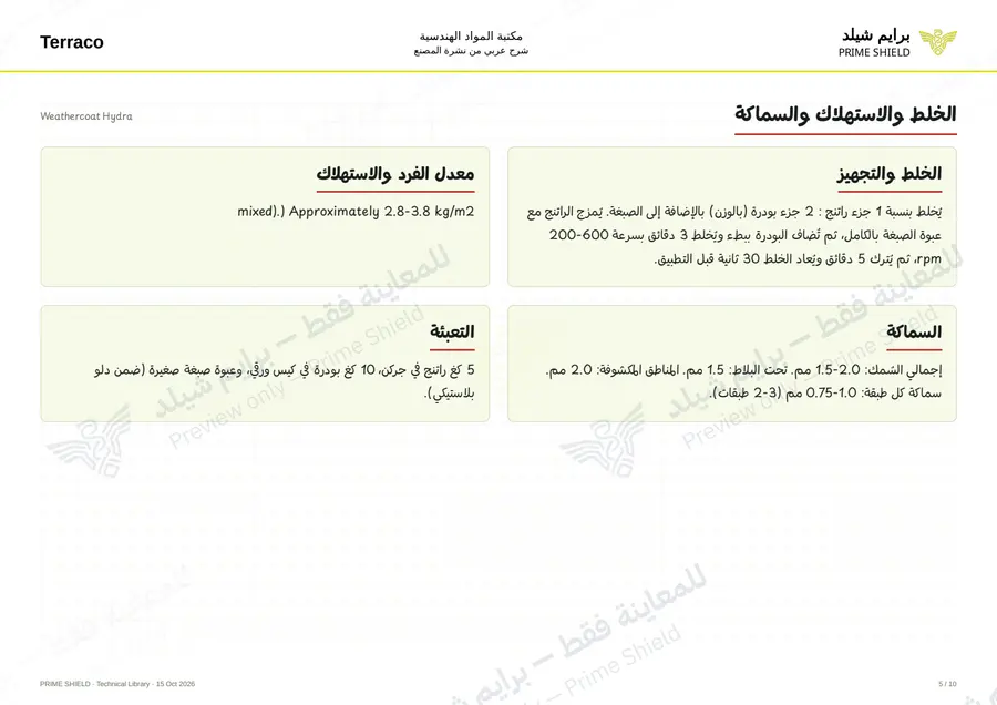 الصفحة 5 من 13 — Weathercoat Hydra — الشرح العربي