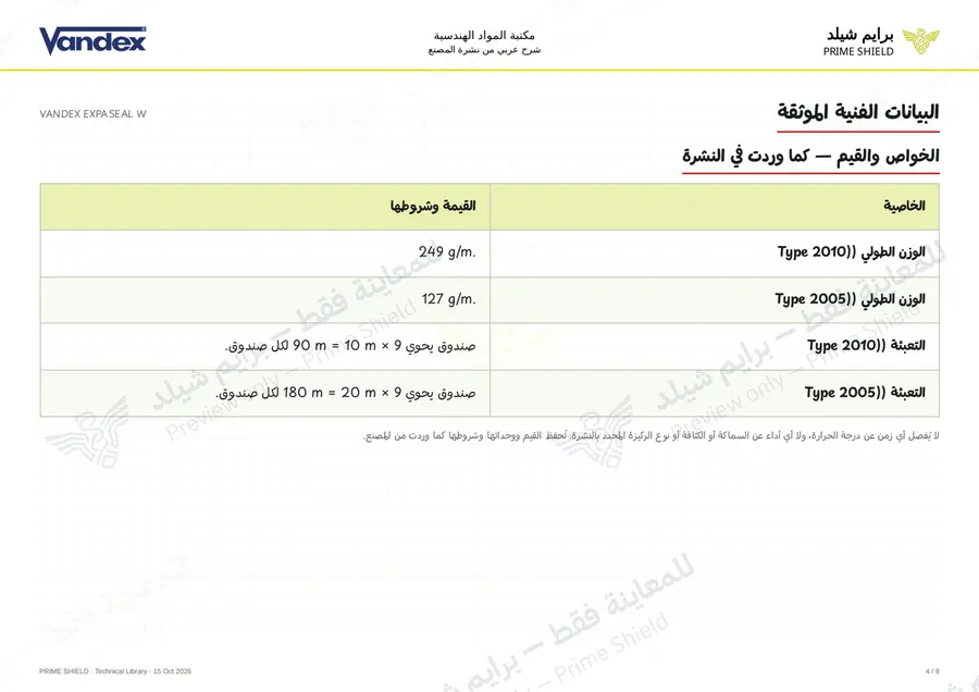 Page 4 of 11 — VANDEX EXPASEAL W — Arabic explanation