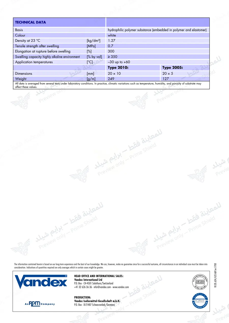 Page 11 of 11 — VANDEX EXPASEAL W — Official sheet (EN)