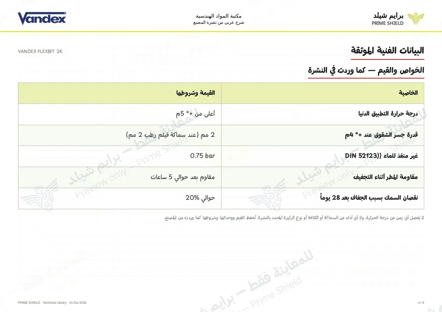 Page 4 of 11 — VANDEX FLEXBIT 2K — Arabic explanation