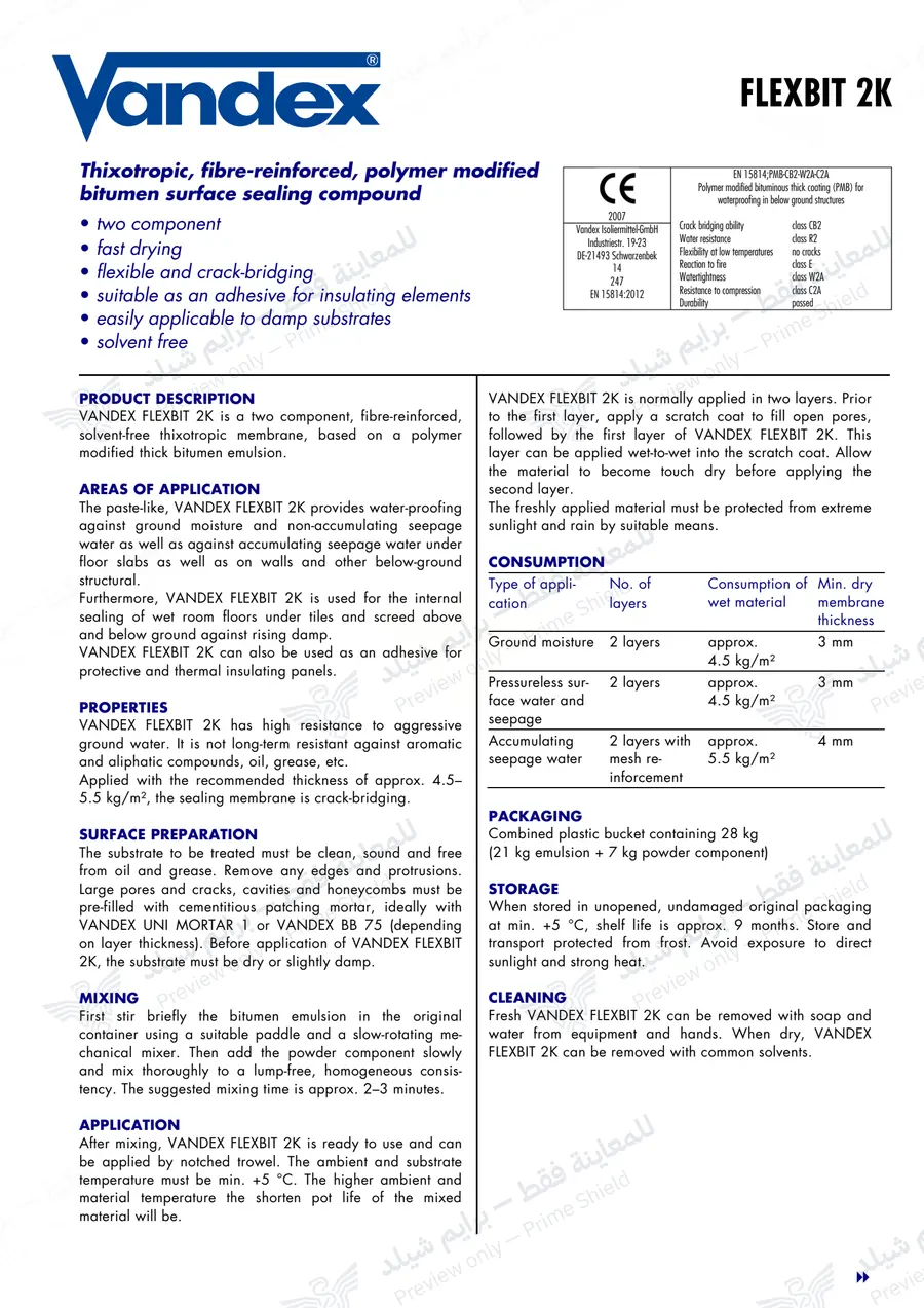 Page 10 of 11 — VANDEX FLEXBIT 2K — Official sheet (EN)