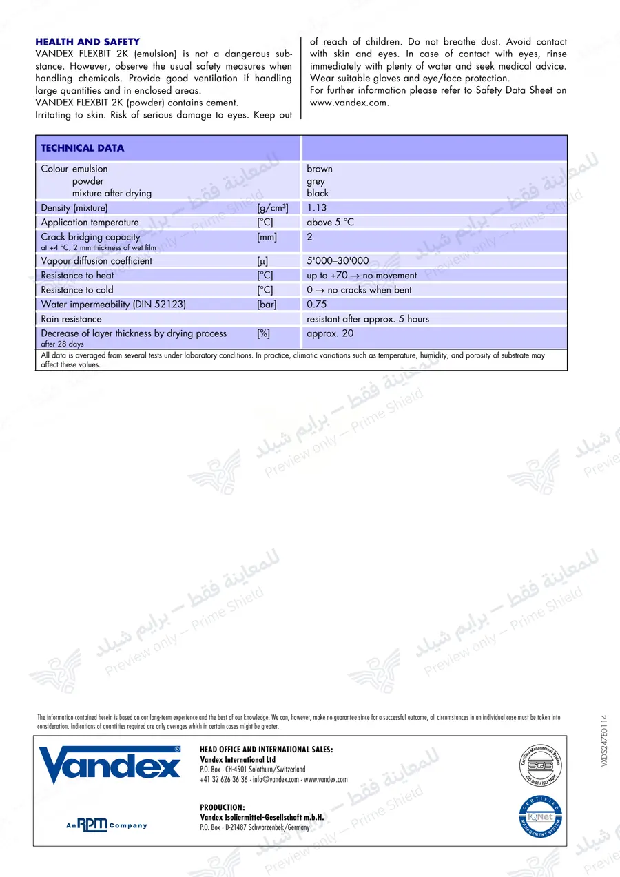 Page 11 of 11 — VANDEX FLEXBIT 2K — Official sheet (EN)